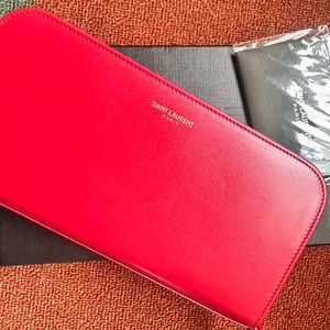 YSL Red Zip Wallet